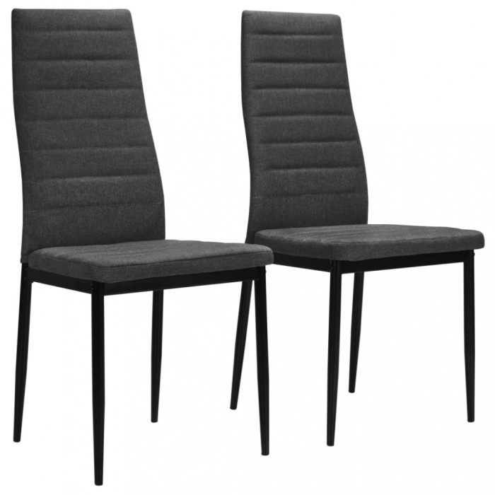 vidaXL Scaune de bucătărie, 2 buc., gri &icirc;nchis, material textil