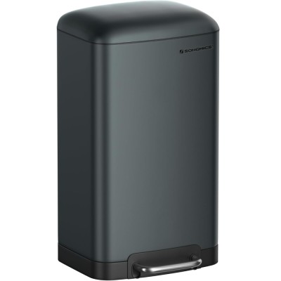 SONGMICS Cos de gunoi 34x25x61 cm, 30L, cu pedala, capac soft-close si galeata detasabila, verde-gri Household NewTrend foto