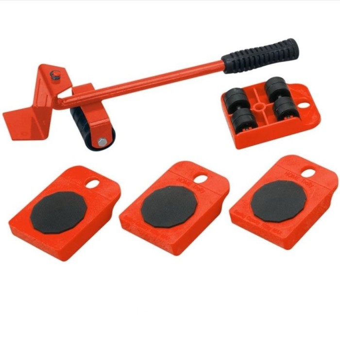 Set cric cu 4 suporti cu role pentru mutat obiecte foarte grele, greutate suportata 600Kg