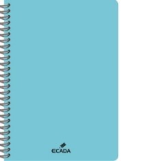 Caiet A4 80 file matematica, spira, coperta plastic, ECADA, culoare albastru