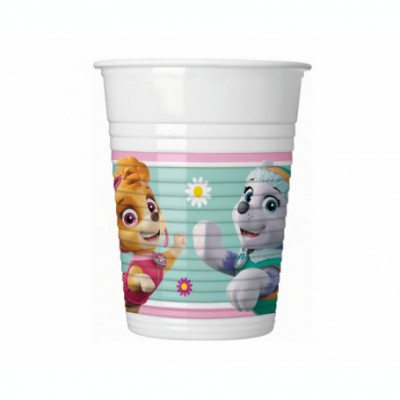 Set 8 pahare petrecere din plastic model Patrula catelusilor (Paw Patrol Skye &amp;amp; Everest) 200 ml foto