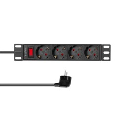 PDU LOGILINK 1U pt. rack 10 inch, 4 prize Schuko, intrare Schuko, max 16 A, ON/OFF, IP20, 2 m, negru, &amp;quot;PDU4B01&amp;quot; (timbru verde 0.8 lei) foto