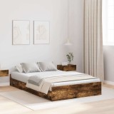 Cumpara ieftin Cadru de pat cu depozitare cu usa Stejar fumuriu 120 x 200 cm