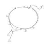 Cumpara ieftin Bratara de picior placata cu aur din inox Sweet Heart Silver