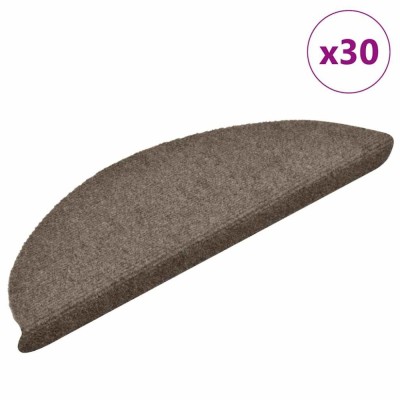 vidaXL Covorașe autoadezive pentru scări, 30 buc., 56x17x3 cm, bej, semirotunde foto