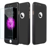 Husa iPhone 8 Plus Flippy Full Cover 360 Neagra + Folie Protectie, Carcasa Plastic, Protectie Completa