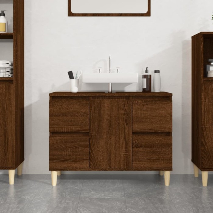 Gossi dulap de chiuveta, stejar maro, 80x33x60 cm, lemn prelucrat