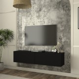 Comoda TV suspendata Nolven 135x32x30 cm, neagra, [en.casa]