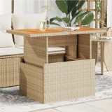 VidaXL Masă de grădină, bej, 100x55x73 cm, poliratan și lemn de acacia