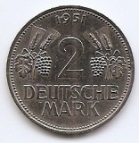Germania 2 Deutsche Mark 1951 F - Cupru-nichel, 25.75 mm, KM-111 (4), Europa
