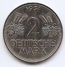 Germania 2 Deutsche Mark 1951 F - Cupru-nichel, 25.75 mm, KM-111 (4)