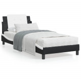 Cadru de pat cu tablie negru si alb 100x200cm piele artificiala GartenMobel Dekor, vidaXL