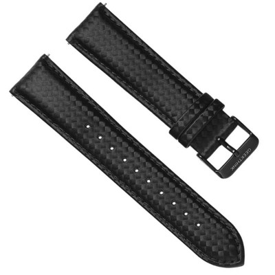 Curea piele compatibila Samsung Galaxy Watch3, 45mm, Telescoape QR, 22mm, Negru Lucios foto