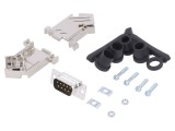 D-Sub 9-Pin Mufă Tată Lipire pe Cablu Neagră Set Complet