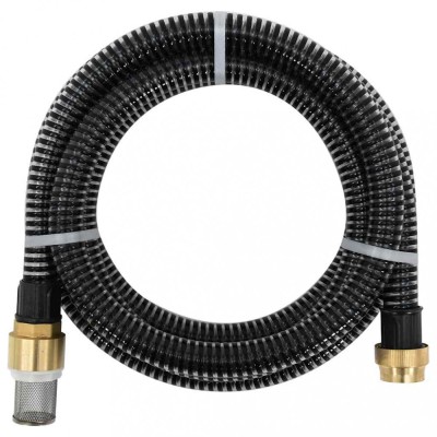 Furtun de aspirație cu racorduri din alamă, negru 1,1&amp;quot; 15 m PVC foto