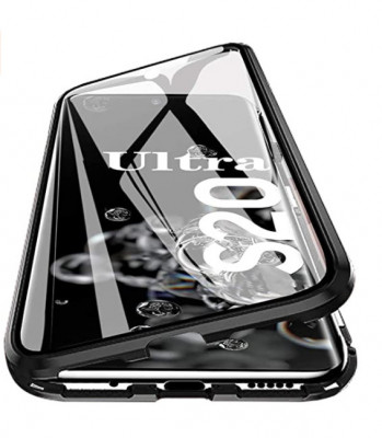 Husa Samsung Galaxy S20 Ultra 360 Negru cu spate de sticla + folie de sticla foto