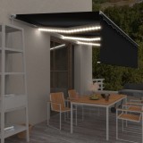 VidaXL Copertină retractabilă manual cu stor&amp;LED, antracit, 6x3 m