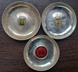 (149) SET 3 FARFURIOARE ORNAMENTALE, DE COLECTIE, TURISTICE, MARCAJ ARGINT STEA, 54.68 GRAME