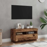 Dulap TV vidaXL Lemn Vechi 80cm cu LED RGB, 1 Usa, 2 Compartimente