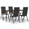 Set mobilier de gradina, 5 piese, negru si maro, poliratan