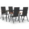 Set mobilier de gradina, 5 piese, negru si maro, poliratan