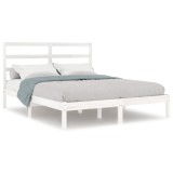 Cumpara ieftin Cadru de pat fara saltea, alb, 160x200 cm, lemn masiv pin