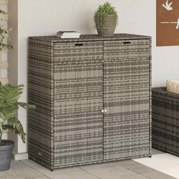 vidaXL Dulap depozitare de grădină, gri, 105x55x113 cm, poliratan