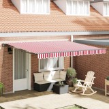 vidaXL Cortina Retractabilă Stripe Roșu și Alb 400x300 cm țesătură