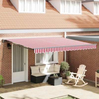 vidaXL Cortina Retractabilă Stripe Roșu și Alb 400x300 cm țesătură 3330558 foto