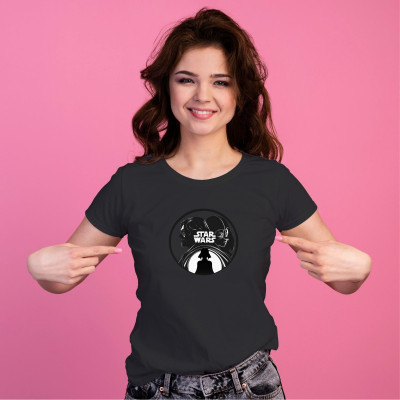 Tricou personalizat dama &amp;quot;STAR WARS&amp;quot;, Negru, Marime M foto