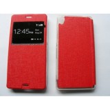Husa Carte S-View Piele Eco Rosie pentru Sony Xperia Z3, Protectie Completa