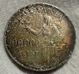 100.000 Lei 1946 Argint 0.700, 25 g, Romania UNC, patina superba
