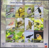 Timbre cu păsări indigene din Republica Dominicană