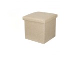 Taburet cu Spatiu de Depozitare Pliabil cu Capac Bej 30x 30x 30cm