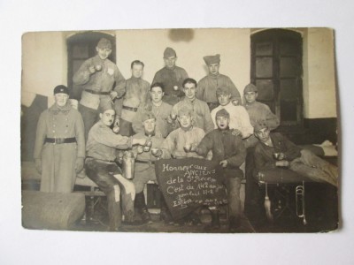 Fotografie originală model carte postala cu o grupa militara franceza WWI foto