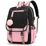 Rucsac roz cu negru, universal, pentru sport si scoala, iesire USB, JollyMag, PL156R