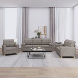 VidaXL Set de canapele cu perne, 3 piese, gri taupe, textil