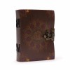 Agenda Jurnal Piele Mandala, Pagini Pergament, Margini Zimtate, Inchidere Metalica, 18x13 cm