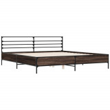 VidaXL Cadru de pat, stejar maro, 200x200 cm, lemn prelucrat și metal