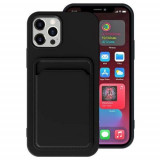 Husa Telefon iPhone 12 / 12 Pro TPU Cu Suport Carduri Neagra, Apple