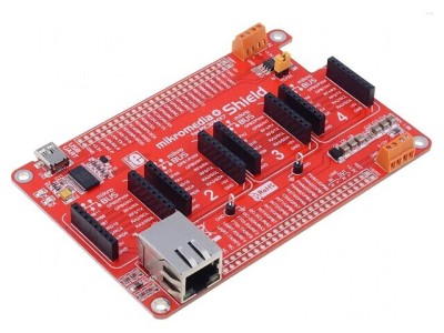 Multiadaptor Interfață CAN/Ethernet/UART pentru MIKROMEDIA PLUS PIC32MX7 foto