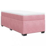 Cumpara ieftin Pat box spring cu saltea, roz, 90x190 cm, catifea
