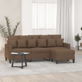 vidaXL Canapea cu 3 locuri cu taburet, maro, 180 cm, material textil 3201092