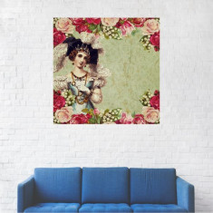 Tablou Canvas, Cadru vintage, Moda, Trandafiri - 60 x 60 cm foto