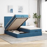 Gossi cadru pat otoman cu saltele albastru inchis 180x200cm catifea