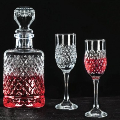 Set Decantor bauturi 1.2l cu 6 pahare sticla picior 200ml Turin Art DS0400GCL CNN46938 foto