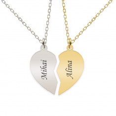 You and Me - Set coliere pentru cuplu, din argint 925 personalizate cu nume