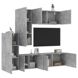 vidaXL Unități TV de perete, 5 piese, gri beton, lemn prelucrat 3216492