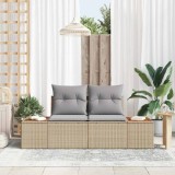 Cumpara ieftin Sofa de grădină pentru 2 persoane , cu depozitare și perne &icirc;n culoarea bej din ratan poliester.