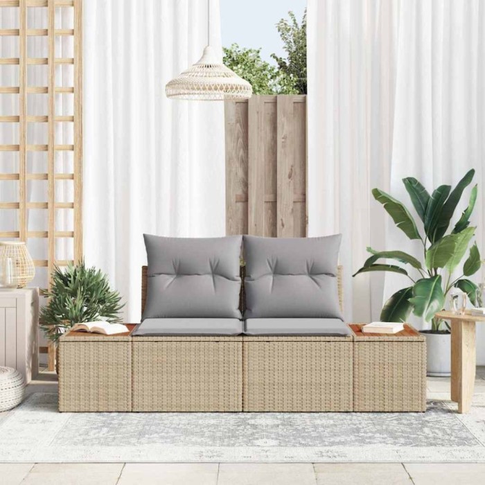 vidaXL Canapea de grădină Bej 184 x 62 x 85cm poliratan